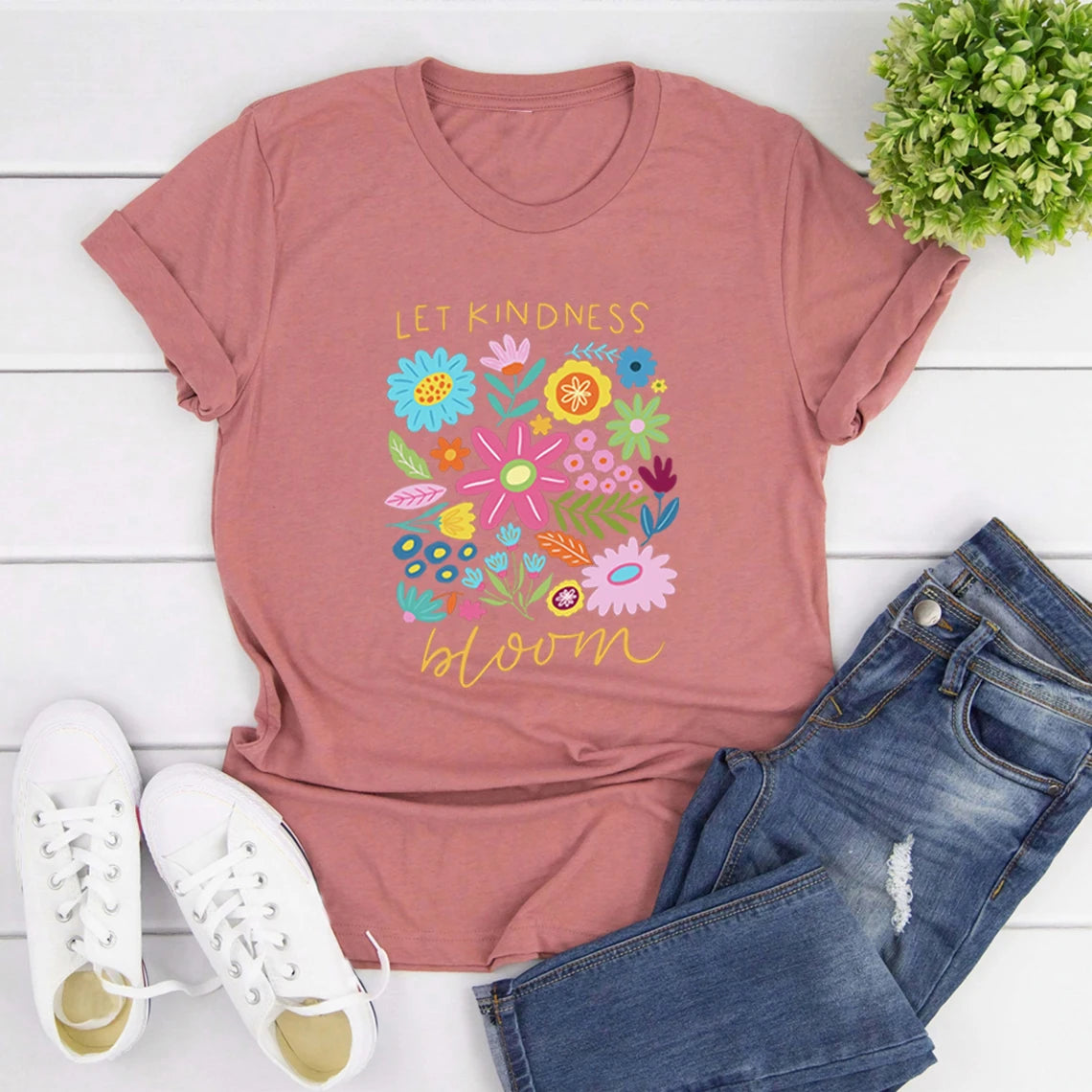 Let Kindness Bloom T-Shirt Be Cool Be Kind Retro Flower